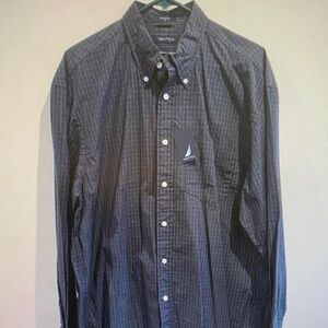 Nautica Men's Navy Plaid Button-Down Shirt
